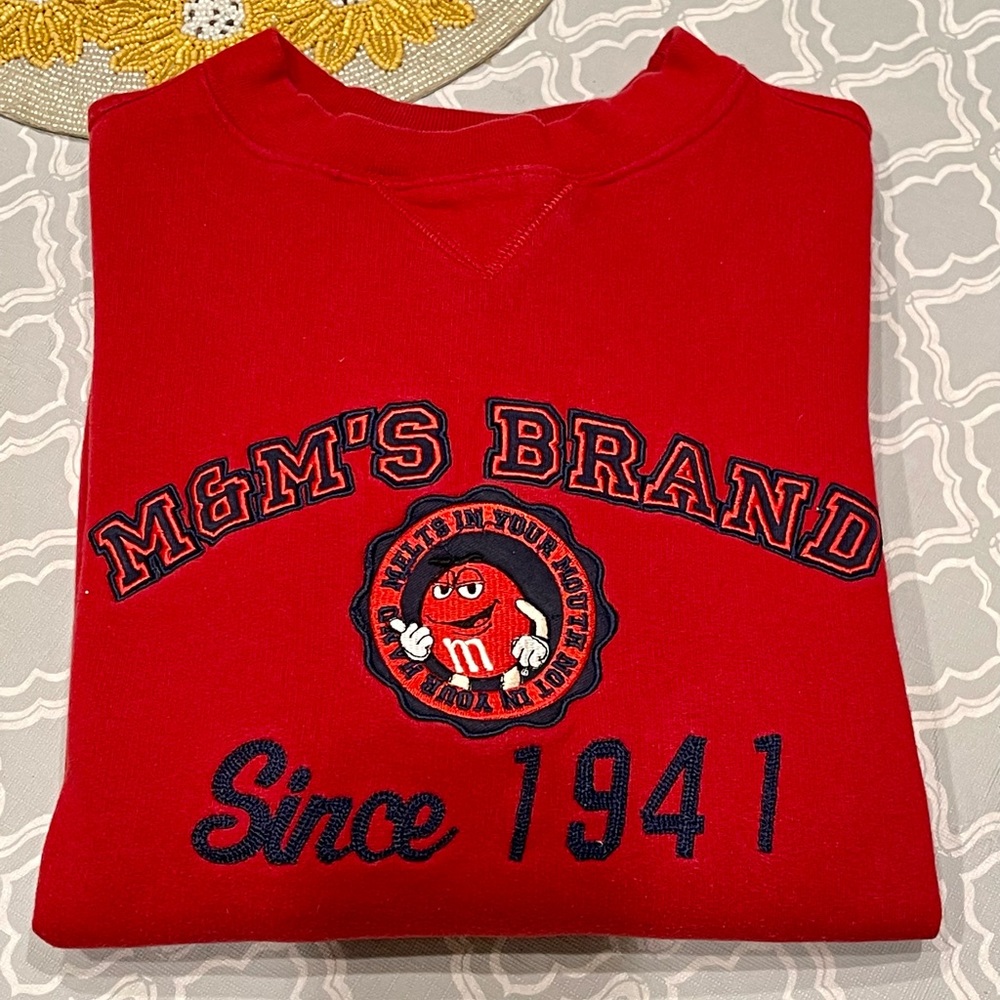 Classic Original Embroidered M&M Red Sweatshirt